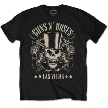 Image of Guns N' Roses - Top Hat, Skull & Pistols Las Vegas Unisex Medium T-Shirt - Black