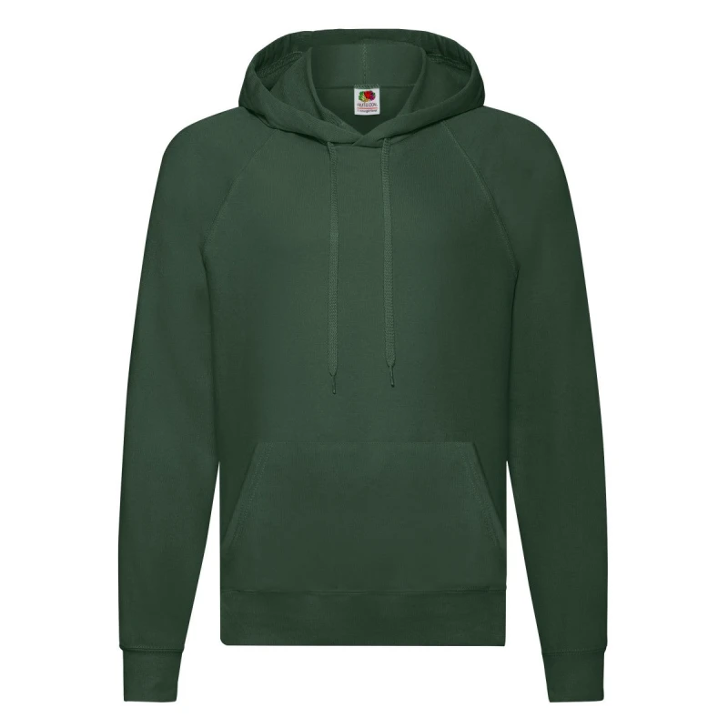 Image of Fruit Of The Loom Fruit of the Loom Men Lightweight Hooded Sweatshirt in Bottle Green Size: Small Bottle Green S Male 5063470700233