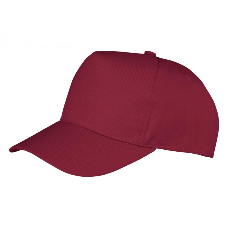 Image of Result Boston 5 Panel Baseball Cap in Burgundy Burgundy Unisex One Size