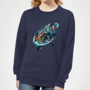 Image of Aquaman Fight for Justice Womens Sweatshirt - Navy - S