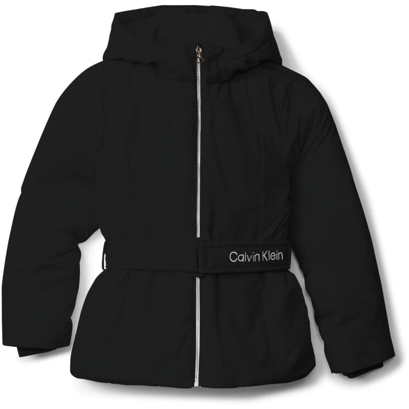 Image of Calvin Klein Jeans Kids Belted Medium Puffer Jacket CK Black BEH female 14Y