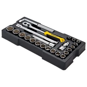 Image of Stanley Tools 1/2in Drive 12 Point Metric Socket Module 23 Piece