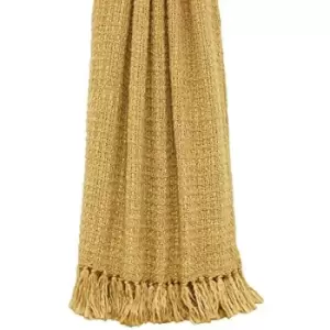 Image of Riva Home Boden Knitted Tassled Throw (150 x 200cm) (Ochre) - Ochre