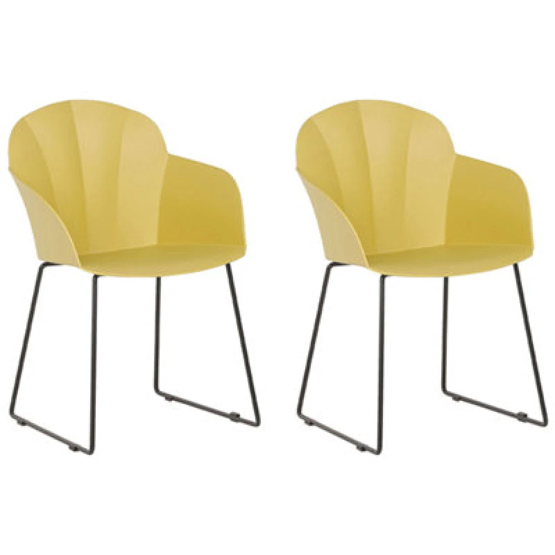 Image of Beliani Set Of 2 Dining Chairs Sylva Yellow