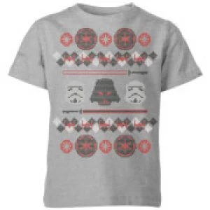 Image of Star Wars Empire Knit Kids Christmas T-Shirt - Grey - 11-12 Years