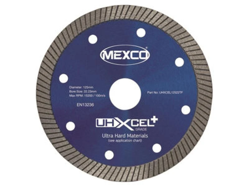 Image of Mexco Uhxcel12522Tf Uhxcel+ Ultra Hard Plus Diamond Blade 125 X 22mm Mexuhxl125T