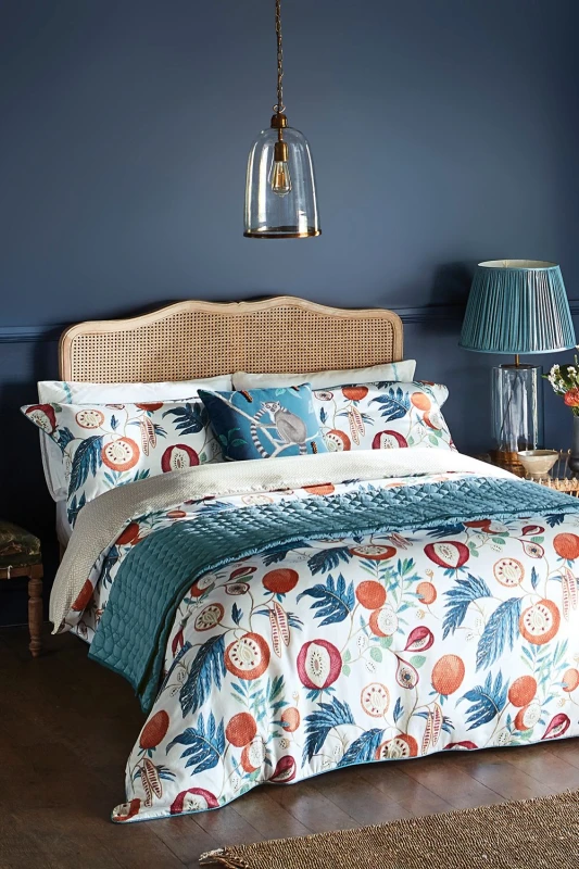 Image of Sanderson Sanderson 'Jackfruit' Cotton Duvet Cover Set in Indigo Size: Single Indigo Single Unisex 5016709700566