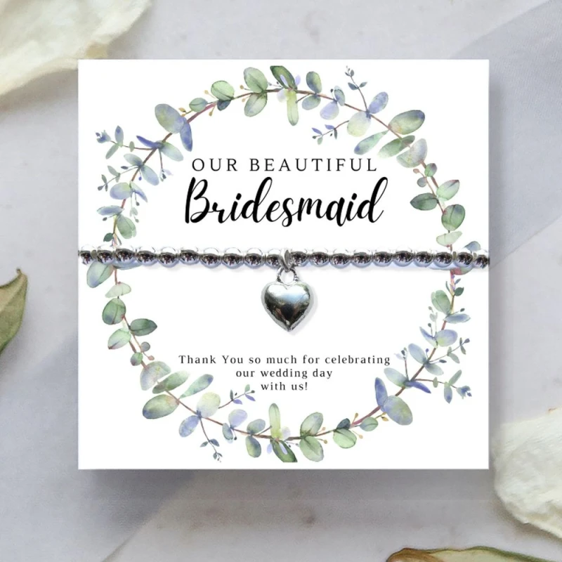 Image of Aye Do Gifts Bridesmaids Heart Bracelet & Eucalyptus Thank You Card