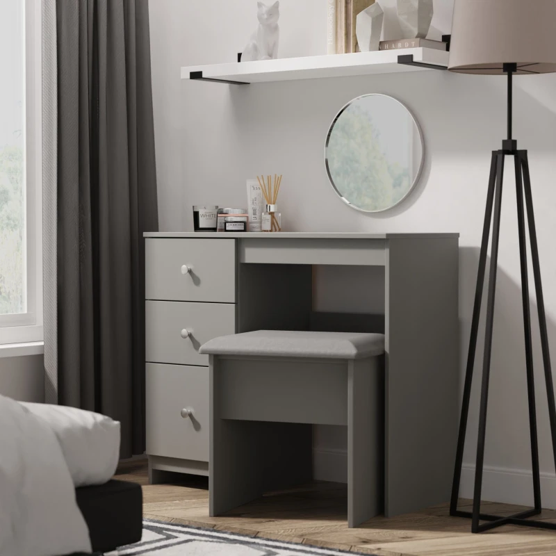 Image of Ready Assembled 2 U Newlyn 3 Drawer Vanity (Ready Assembled) in Dark Grey Dark Grey Unisex
