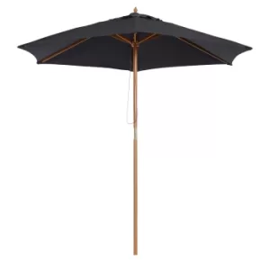 Image of Outsunny 2.5m Wooden Garden Patio Parasol Umbrella-Black