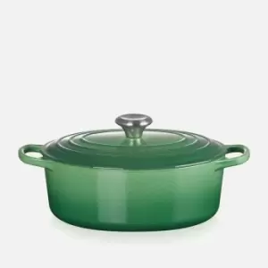 Image of Le Creuset Signature Cast Iron Oval Casserole - 27cm - Bamboo Green