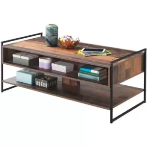 Image of Abbey Coffee Table with 3 Drawers Rustic Industrial Oak Effect Living Room - Brown