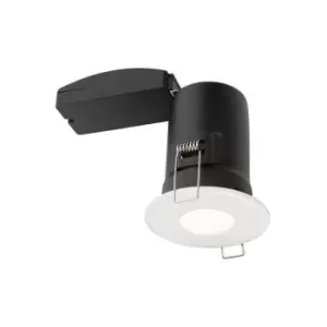 Image of Saxby Shieldplus Mv - Fire Rated 1 Light Bathroom Recessed Light Matt White, Glass IP65, GU10