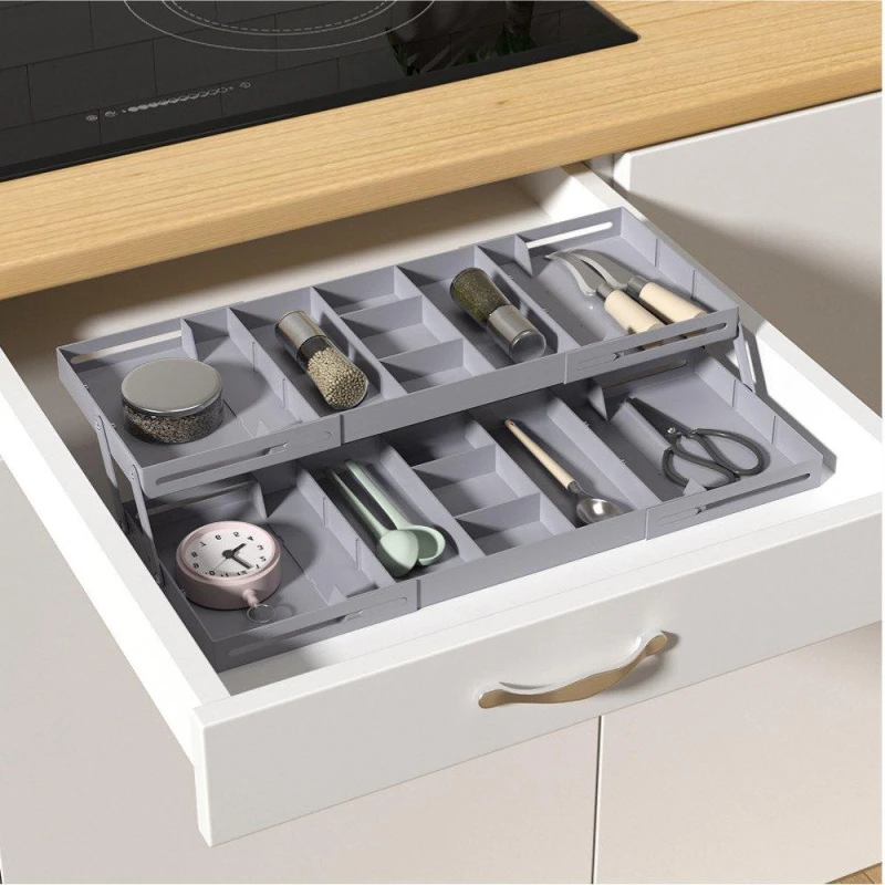 Image of LIFE IDEAS 2pcs Drawer Organiser Storage Tray Grey unisex 2pcs