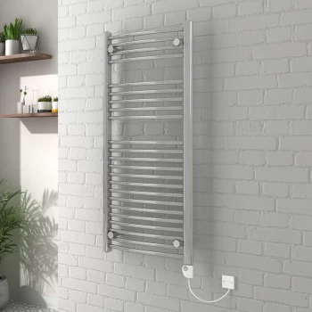 Image of Vienna 1100 x 500mm Curved Chrome Electric Heated Thermostatic Towel Rail - please select - please select
