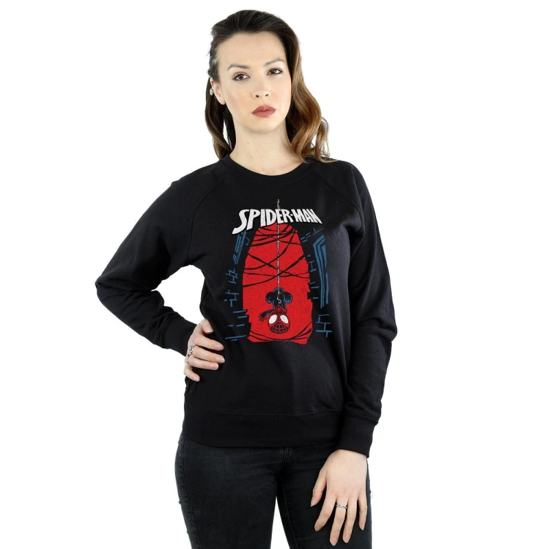 Image of Marvel Spider-Man Hanging Sketch Sweatshirt Black female