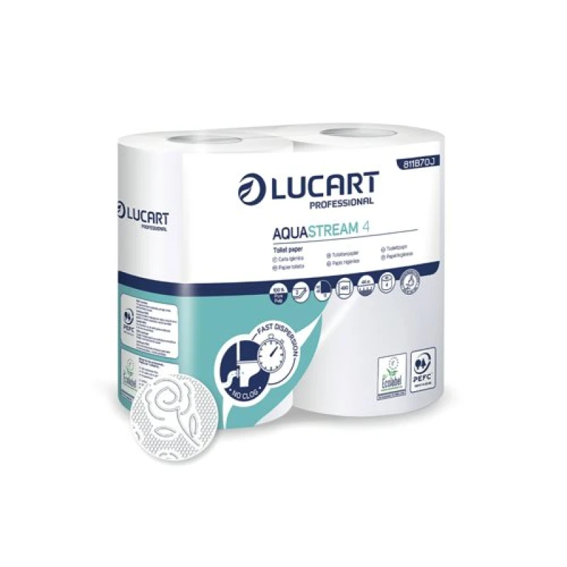 Image of Lucart Aquastream Toilet Roll 2- Ply 400 Sheets (56 Pack) 811B70J