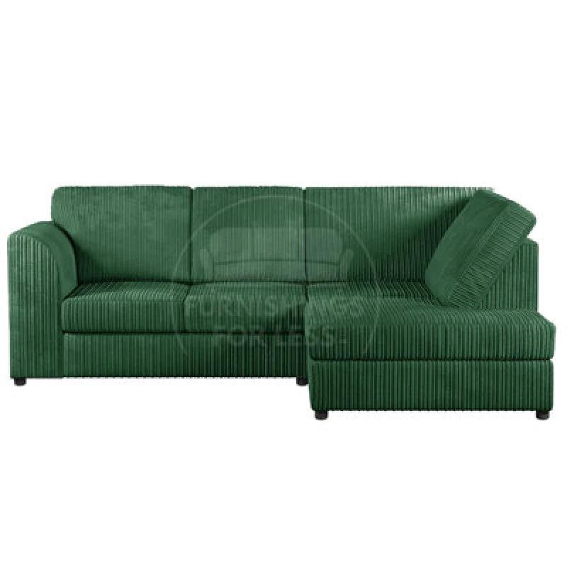 Image of Furnishings For Less UK Luxor Green Jumbo Cord 4 Seater Corner Sofa Right Hand Facing - Full Back