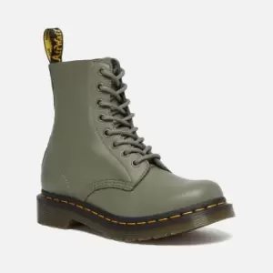 Image of Dr. Martens Womens 1460 Pascal Virginia Leather 8-Eye Boots - Khaki - UK 8