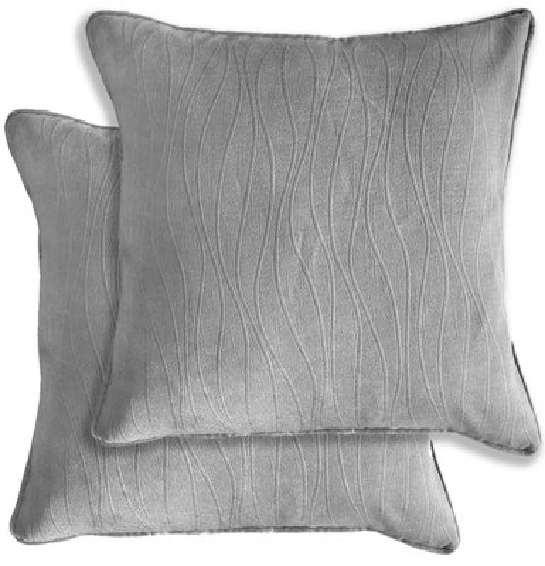 Image of Enhanced Living Pair Of Goodwood Silver Textured Wave Pattern Cushion Covers - 43X43Cm - Cases Only