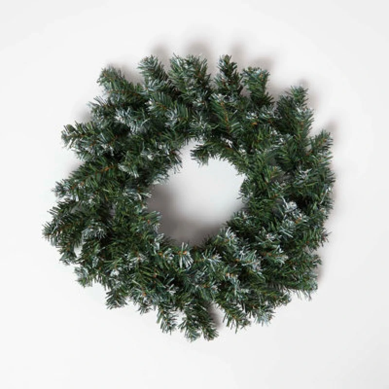 Image of Homescapes Green Snow Dusted Foliage Christmas Garland Green