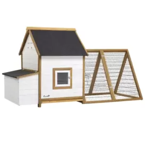 Image of Pawhut Chicken Coop Hen House With Outdoor Run Nesting Box Removable Tray Window