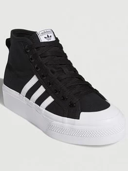 Image of adidas Originals Nizza Platform Mid - Black/White, Size 6, Women