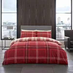 Image of Bardsley Check Duvet Set - Red - Single - TJ Hughes