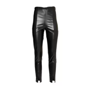 Image of I Saw It First Black Faux Leather Front Split Seam Leggings - Black
