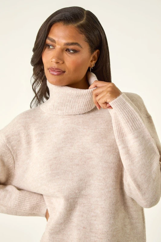 Image of Roman Womens Cosy Feel Turtleneck Jumper in Natural Size: 12 Natural Female 12