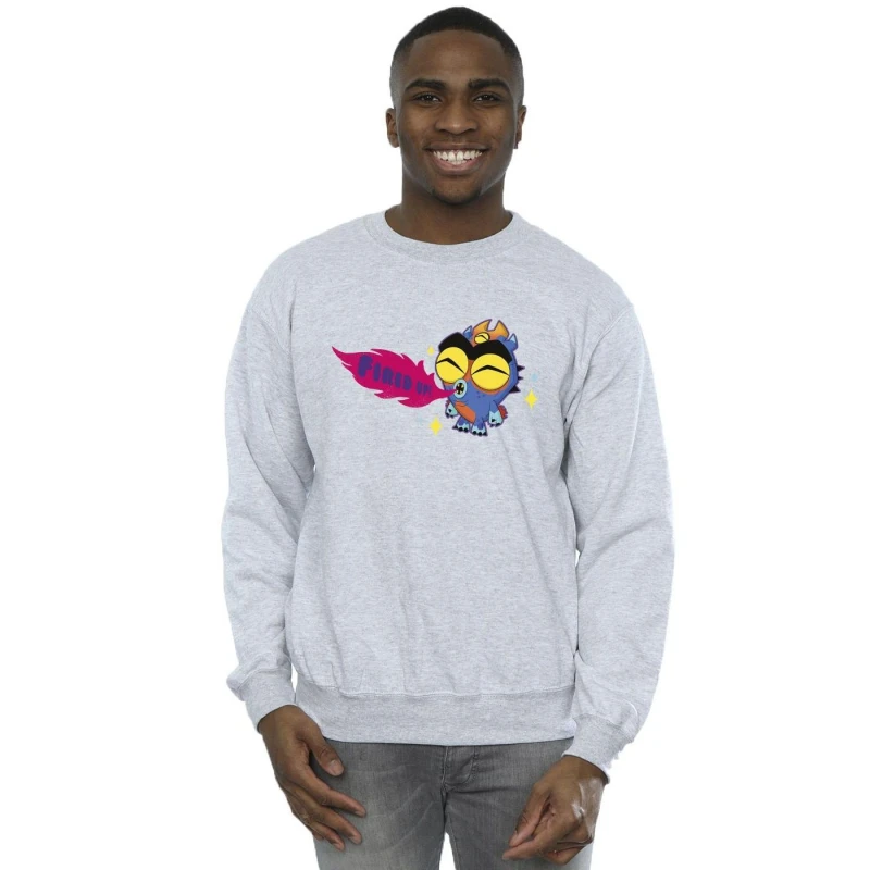 Image of Disney Men Big Hero 6 Baymax Fred Fired Up Sweatshirt in Grey Size: Small Grey S Male 5059934896963