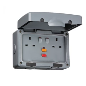 Image of KnightsBridge 13A RCD Protected 2 Gang Double Pole IP66 Weatherproof Outdoor Socket