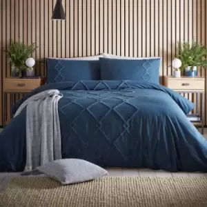 Image of Appletree Loft Kojo Tufted Geometric 100% Cotton Duvet Cover Set, Navy, King