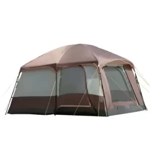 Image of Outsunny 3-4 Man Two Room Camping Tent with Vestibule, UV50+ Cabin Tent with 3000 mm Water Column, Groundsheet, Portable Carry Bag, for Travel Hiking