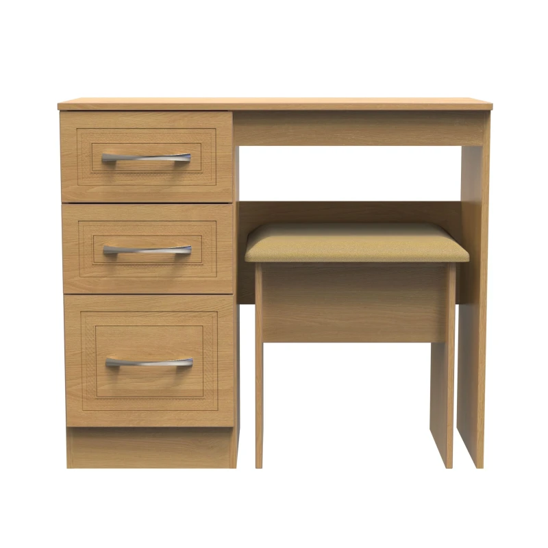 Image of Ready Assembled 2 U Oxford 2 Piece Bedroom Set - Vanity & Stool (Ready Assembled) in Light Oak Light Oak Unisex