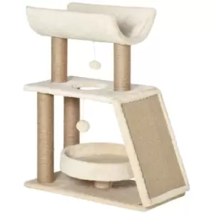 Image of PawHut Cat Tree Kitten Tower w/ Scratching Post, Pad, Bed, Perch, Ball, Brown