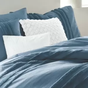 Image of DKNY Chenille Stripe Double Duvet Cover, Denim