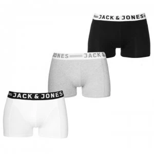 Image of Jack and Jones Sense 3 Pack Trunks Mens - Blk/Wht/Grey