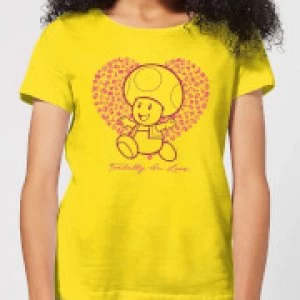 Image of Super Mario Toadally In Love Womens T-Shirt - Yellow - M