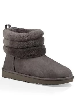 Image of UGG Fluff Mini Quilted Ankle Boot - Charcoal, Size 4, Women