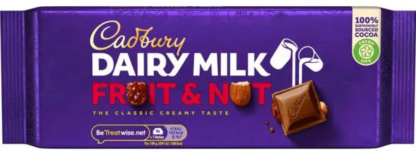 Image of Cadbury Gifts Direct Dairy Milk Fruit & Nut Bar 180g 4258018