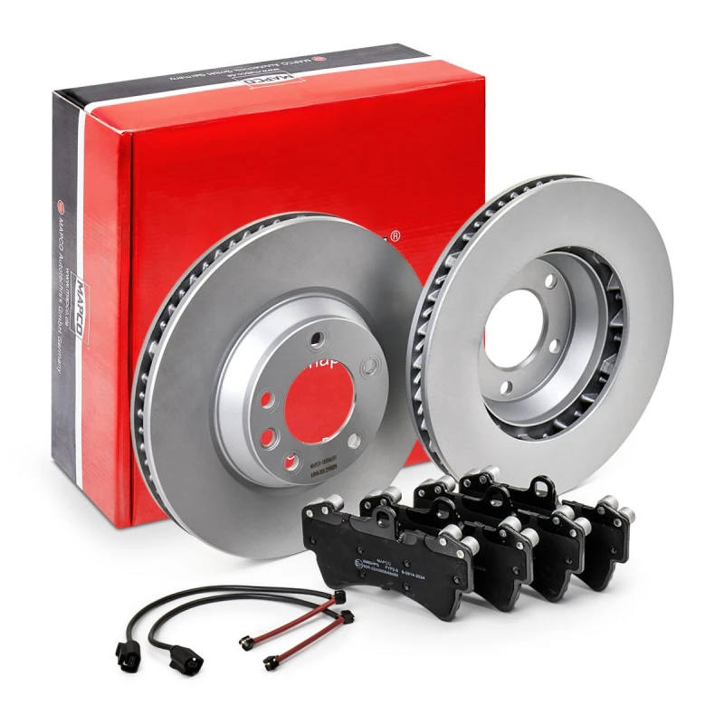 Image of MAPCO 47980HPS Brake disc and pads set Front Axle, Brake Disc Type: Vented, prepared for wear warning indicator, with anti-squeak plate Brake Set,dis