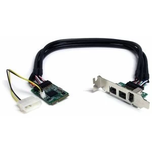 Image of 3 Port 2b 1a 1394 Mini PCI Express FireWire Card Adapter