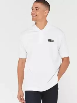 Image of Lacoste Lacoste Large Croc Oversized Polo Shirt - White, Size L, Men