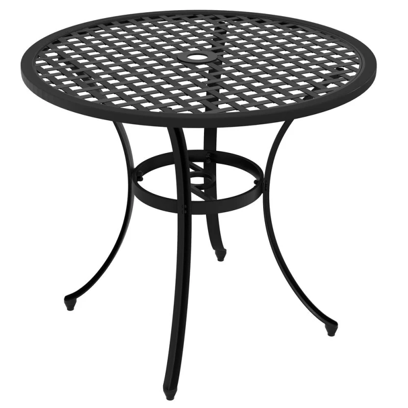 Image of Outsunny 85cm Round Cast Aluminium Patio Table - Black 84G-313V00BK