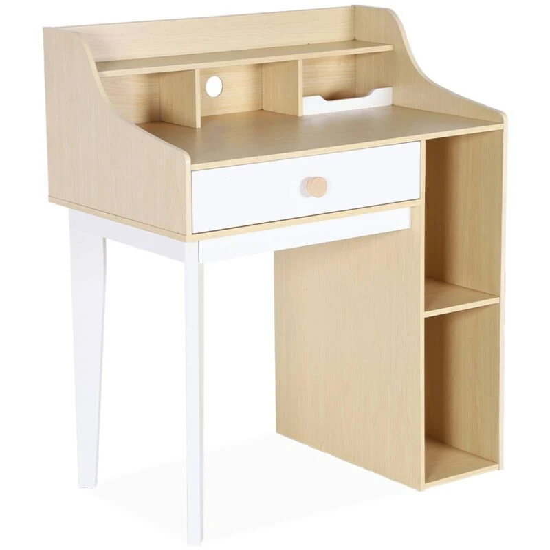 Image of sweeek Desk With Drawer And Shelves White