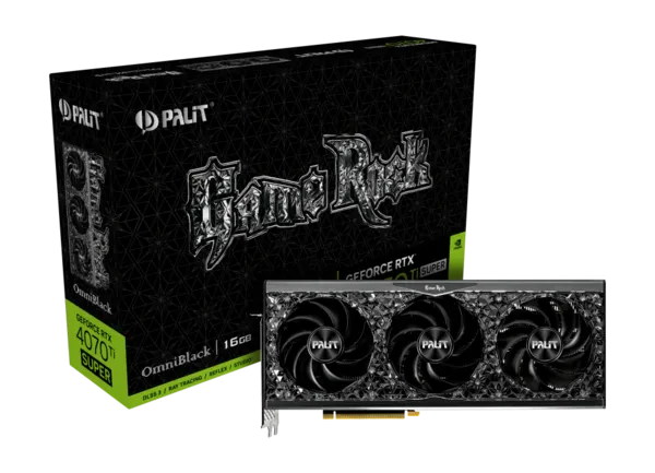 Image of Palit Palit RTX4070 Ti SUPER GameRock OmniBlack Graphics Card, 16GB DDR6X NVRTX4070TIS16PALGROM