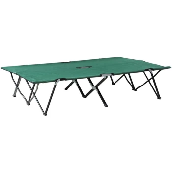 Image of Double Camping Cot Foldable Sunbed Outdoor Patio Sleeping Bed Super Light w/ Carr Bag (Green) - Outsunny