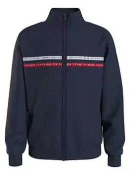 Image of Tommy Hilfiger Boys Tape Tape Track Jacket - Navy, Size 7 Years