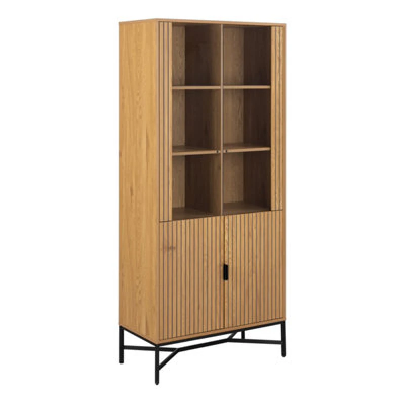 Image of Furniture To Go Jaipur Display Cabinet With 4 Doors And 6 Shelves In Wild Oak
